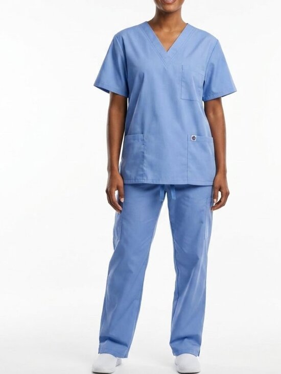 Sivvan Other - Sivvan Blue Medical Scrub Set Size Large V-Neck Top Drawstring Pants Uniform